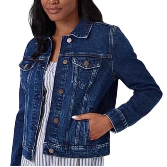 a.n.a Jackets & Blazers - a.n.a Midweight Stretch Denim Button Blue Jean Jacket Dark Rinse Plus Size XXL